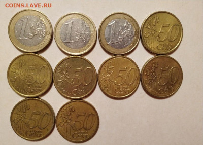Монеты euro cent (65 штук). - 2