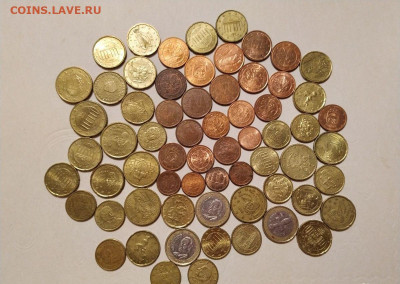 Монеты euro cent (65 штук). - 1
