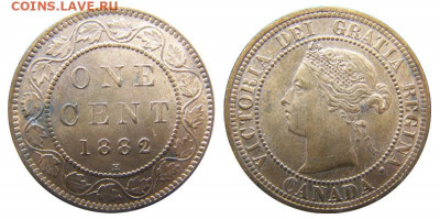 Канада. Монеты периода правления королевы Виктории 1858-1901 - image-1-cent-1882-g
