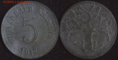 Нотгельды Германии 5 штук 1917-1919 до 22:00мск 04.02.20 - Оффенбах 5 пфеннигов 1917 (продажа) 1
