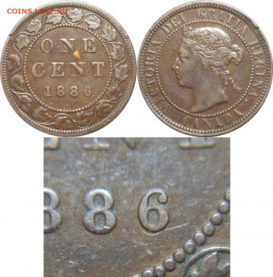 Канада. Монеты периода правления королевы Виктории 1858-1901 - 1-cent-1886-double-repunched-6-canada-one-cent
