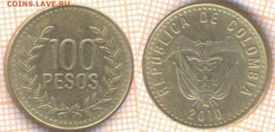 Колумбия 100 песо 2010 г., до 6.02.2020 г. 22.00 по Москве - Колумбия 100 песо 2010  8909