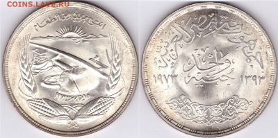 Египет 1 фунт Асуанская плотина 1968, 1973 UNC. Оценка. - 9