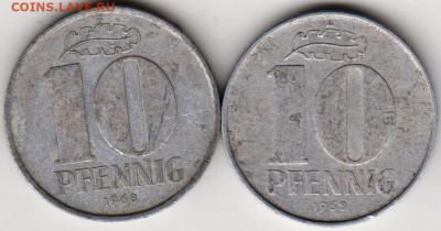 ГДР 10 пфеннигов 1968 г. 2 шт.  до 24.00 07.02.20 г. - 054