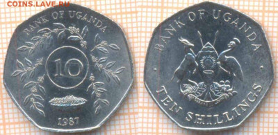 Уганда 10 шиллингов 1987 г., до 7.02.2020 г. 22.00 по Москве - Уганда 10 шиллингов 1987  8218