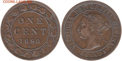 Канада. Монеты периода правления королевы Виктории 1858-1901 - 1-cent-1890-g