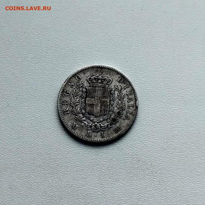Италия,1 лира 1867г(Король Виктор Эммануил)до 5.02.2020г - 1 лира 