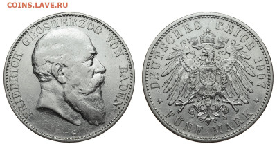 Баден. 5 марок 1907 г. Фридрих. До 05.02.20. - Р160.JPG