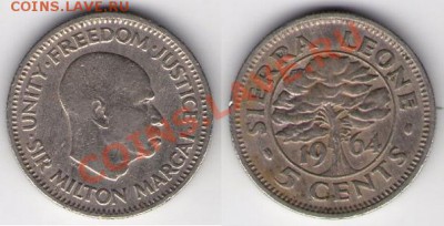 >L< Сиерра Леоне 5 центов 1964 до 20.08.11 22:00 - SL5
