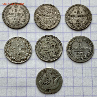 5 копеек, 1757-1902 гг. 7 монет - 2C0FB295-D2E0-4582-9A55-D7E385AD1AD4