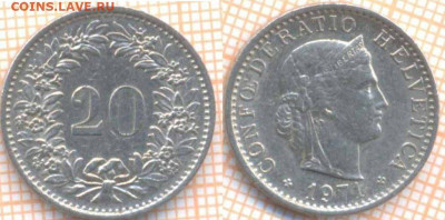 Швейцария 20 раппен 1971 г., до 8.02.2020 г. 22.00 по Москве - Швейцария 20 раппен 1971 8625