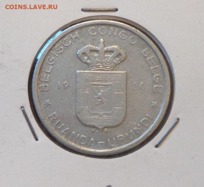 БЕЛЬГИЙСКОЕ КОНГО - 5 фр 1956 до 9.02, 22.00 - Бельг. Конго 5 фр_1