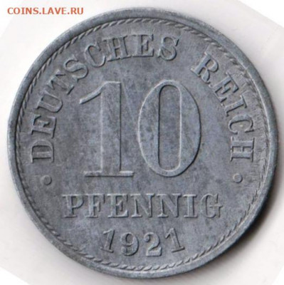 Германия 10 пфеннигов 1921 г. до 24.00 09.02.20 г. - 064
