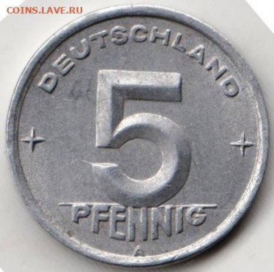 ГДР 5 пфеннигов 1949 г. до 24.00 09.02.20 г. - 069
