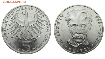 ФРГ. 5 марок 1975 г. Швейцер. До 05.02.20. - DSH_6713.JPG