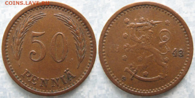 18.Монеты Финляндии - 18.14. -Финляндия 50 пенни 1943    168-ак3-3604