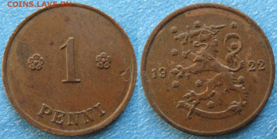18.Монеты Финляндии - 18.23. -Финляндия 1 пенни 1922    188-ас50-9727