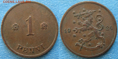 18.Монеты Финляндии - 18.24. -Финляндия 1 пенни 1924    188-ас50-9726