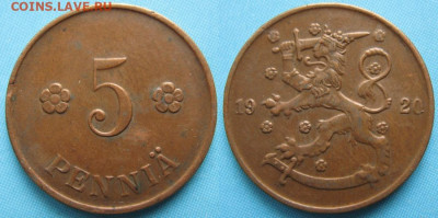 18.Монеты Финляндии - 18.25. -Финляндия 5 пенни 1920    3276