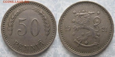 18.Монеты Финляндии - 18.29. -Финляндия 50 пенни 1921    169-ак3-3657