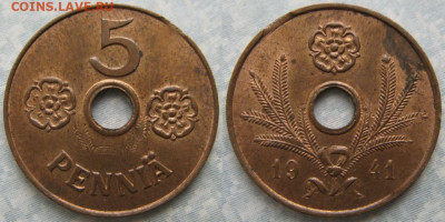 18.Монеты Финляндии - 18.35. -Финляндия 5 пенни 1941    186-ак4-4027
