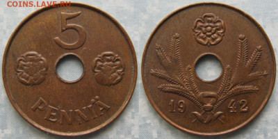 18.Монеты Финляндии - 18.39. -Финляндия 5 пенни 1942    187-ас47-9690