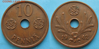 18.Монеты Финляндии - 18.44. -Финляндия 10 пенни 1942    3361