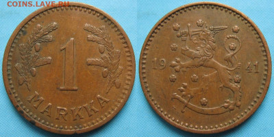 18.Монеты Финляндии - 18.55. -Финляндия 1 марка 1941    3169