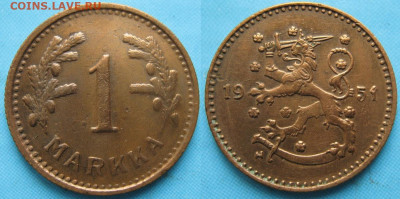 18.Монеты Финляндии - 18.58. -Финляндия 1 марка 1951 H    3226