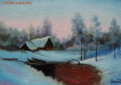 Картина холст масло Избушка в лесу - DSCN8149