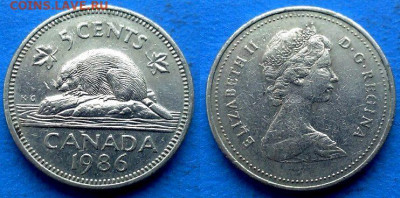 Канада - 5 центов 1986 года (Фауна) до 10.02 - Канада 5 центов, 1986