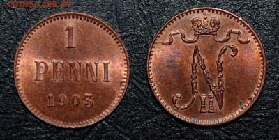 ФИНЛЯНДИЯ 1 пенни 1903. БОЛЬШАЯ 3. КРАСНАЯ. 10.02. - 125133839
