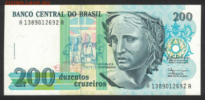 Бразилия 200 крузейро 1990 unc 11.02.20. 22:00 мск - 2