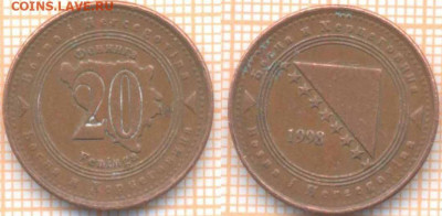 Босния 20 фенингов 1998 г. , до 10.02.2020 г. 22.00 по Москв - Босния 20 фенингов 19998 8968