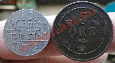10 пфенингов 1923, 5 эре 1874 - DSC02978.JPG