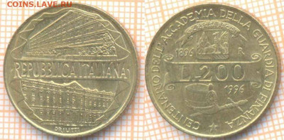 Италия 200 лир 1996 г., до 12.02.2020 г. 22.00 по Москве - Италия 200 лир 1996  8999