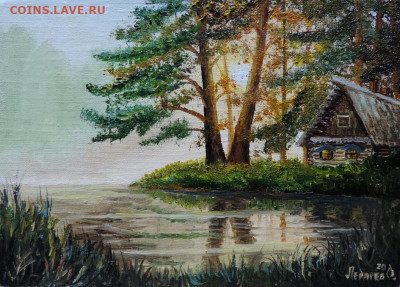 Картина холст масло Избушка у лесной речки - DSCN8153.JPG