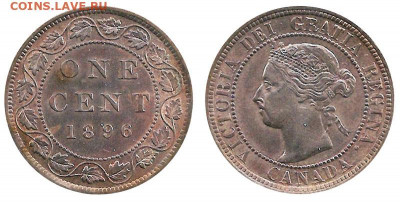 Канада. Монеты периода правления королевы Виктории 1858-1901 - image-1-cent-1896-g