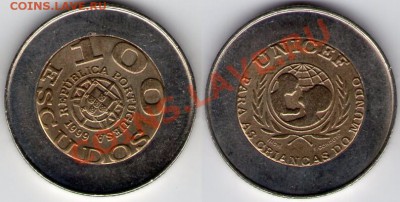 >БМ< Португалия 100 эск 1999 UNICEF Unc до 21.08.11 22:00 - П100_99