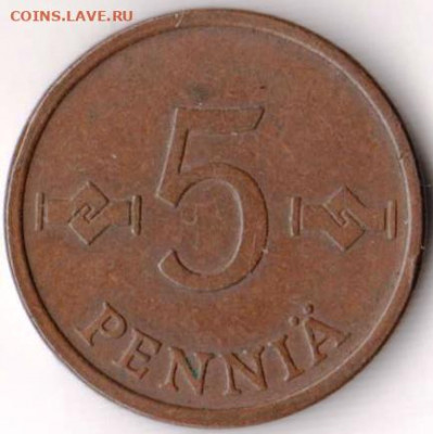 Финляндия 5 пенни 1963 г. до 24.00 13.02.20 г - 095