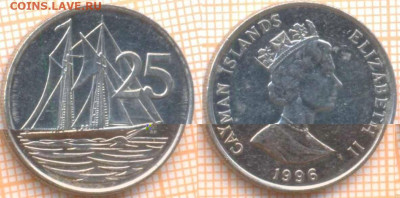 Каймановы острова 25 центов 1996 г., до 13.02.2020 г. 22.00 - Кайманы 25 центов 1996 11