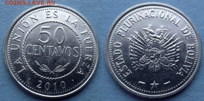 Боливия - 50 сентаво 2010 года до 15.02 - Боливия 50 сентаво, 2010