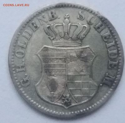 Ольденбург 1 грош, 1858 Щит с изогнутыми краями - 20200209_172804