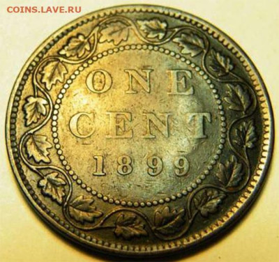 Канада. Монеты периода правления королевы Виктории 1858-1901 - 1-cent-1899-ghosting-1899