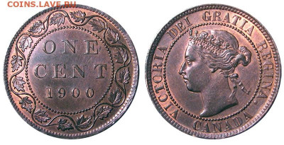 Канада. Монеты периода правления королевы Виктории 1858-1901 - image-1-cent-1900-g