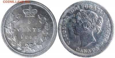Канада. Монеты периода правления королевы Виктории 1858-1901 - image-5-cents-1858-g