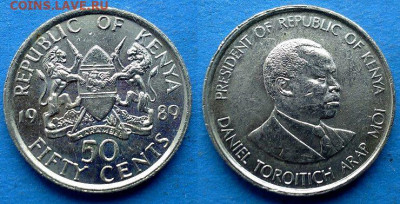 Кения - 50 центов 1989 года до 15.02 - Кения 50 центов, 1989