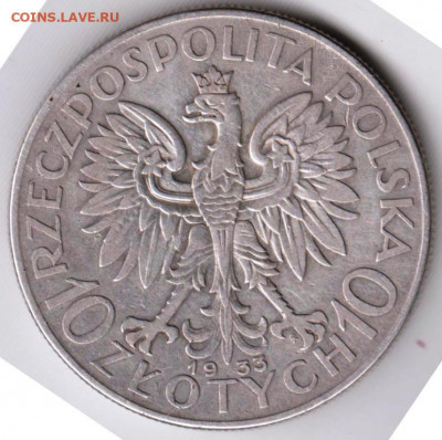 Польша 10 злотых 1933 г. Ag до 24.00 17.02.20 г. - 032 (3)