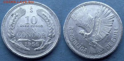 Чили - 10 песо 1956 года до 17.02 - Чили 10 песо, 1956