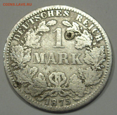 1 марка 1875 A Германия. Империя. Серебро. - 1 марка 1875 A - 2-1